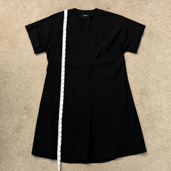 Theory Women´s Black Everyday V Shift Stretch Cotton Minimalist Dress Size P - Picture 7 of 10